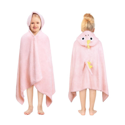 decalsweet Bath Towels for Kids, Large Softness and Absorbent Hooded Baby Bath Towel, Coral Fleece Children's Towel for Bathrobe Boys and Girls, 70 x 140 cm (Blue Elephant) 