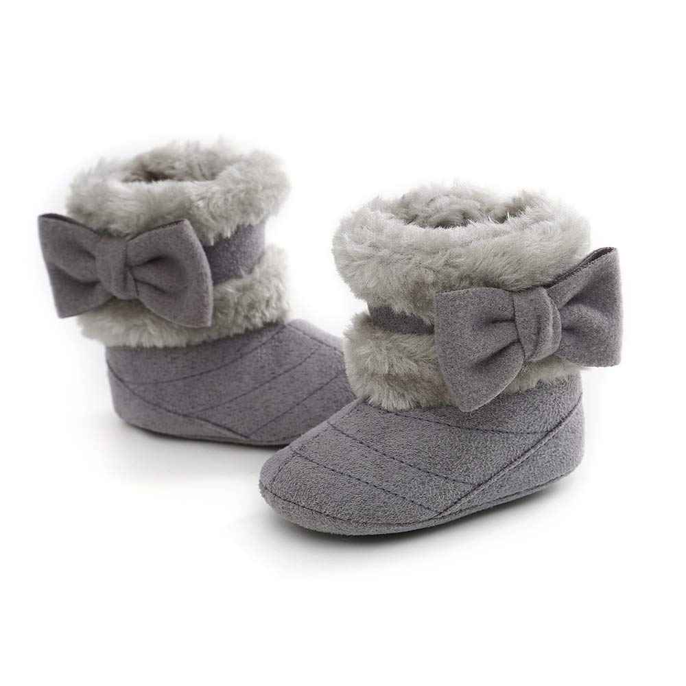 LACOFIA Baby Girls Soft Sole Winter Boots Toddler Warm Fleece Slippers Crawling Shoes