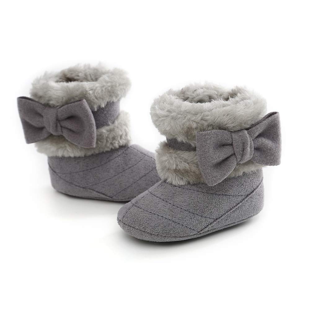 LACOFIA Baby Girls Soft Sole Winter Boots Toddler Warm Fleece Slippers Crawling Shoes