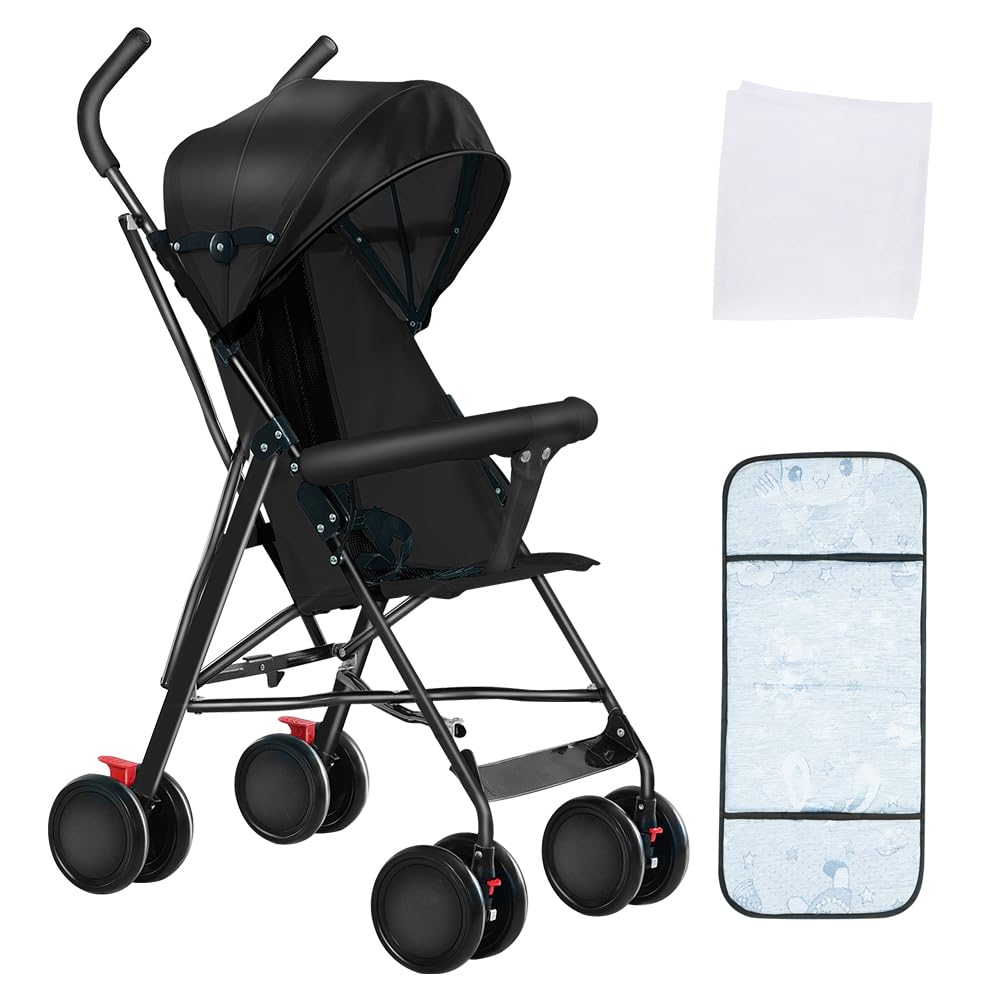 Kinderbuggy, Klein Zusammenklappbar Kinderwagen,Rücken und Fußstützenverstellung,Hinterradbremse,5-Punkt-Gurt,Einfaches Ein-Hand-Falten,Baby Reisebuggy