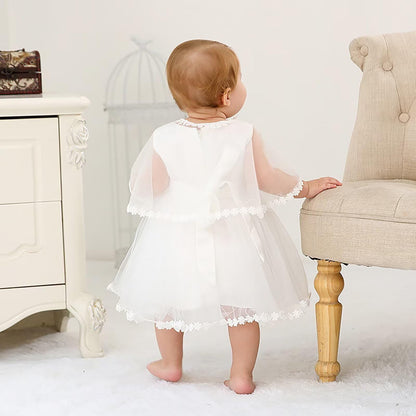 Baby Mädchen Weiße Taufe Kleid mit Kapuze Neugeborene Taufe Kleid Spitze Kleid für Hochzeit Geburtstag