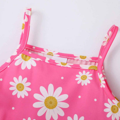 Baby Kleidung Mädchen Kleid - Gänseblümchen Ärmellos Kleider + Hut 2tlg, Blume Kleid Babykleidung Set Bekleidungssets Sommer Frühling Herbst für 0-3 Jahre (Grün/Rosa)