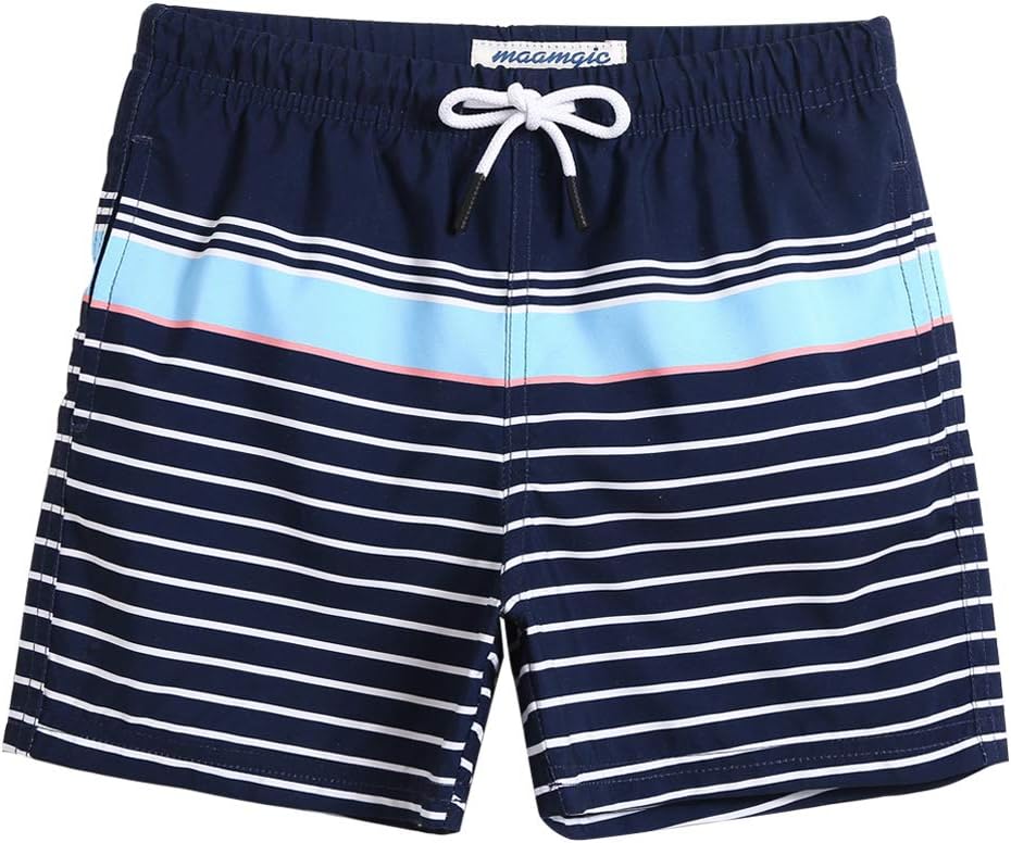 MaaMgic Boys’ Small Swimming Shorts, Quick-Drying Board Shorts with Mesh Lining, Pockets and Adjustable Drawstring