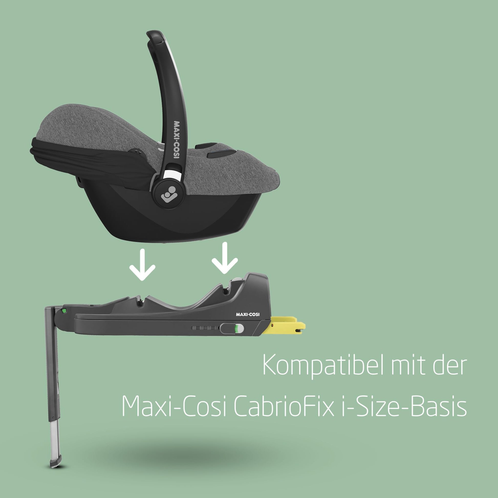 Maxi-Cosi CabrioFix i-Size, Babyschale, 0–12 Monate, max. 12 kg, leichter i-Size Kindersitz (3,2 kg), Sonnenverdeck, gepolsterter Sitz, für viele Maxi-Cosi Kinderwagen, Essential Green - Meloni2