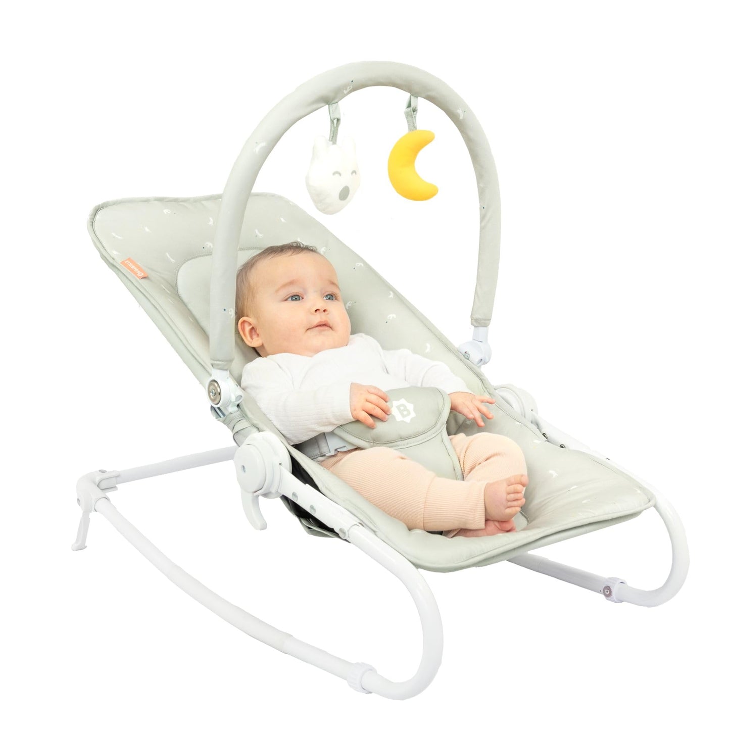 Badabulle Lichen foldable baby bouncer - Adjustable backrest - 3-point safety belt - Removable play arch 
