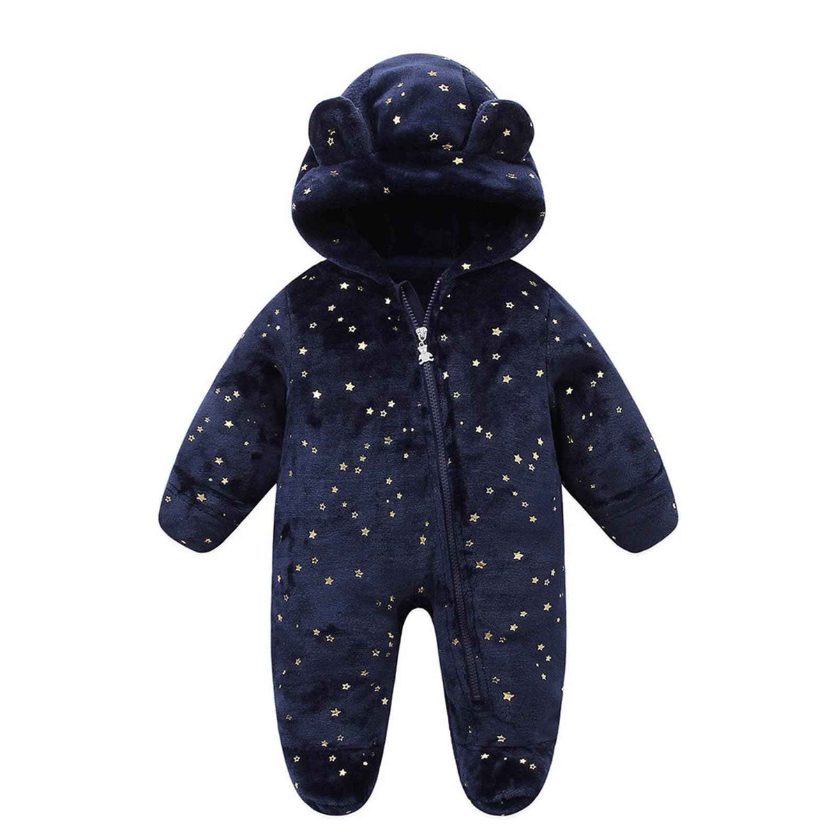 Generisch Baby Overall Winter Fleece Schneeanzug Baby Warm Romper mit Kapuze Herbst Winter für Jungen Mädchen 0-12 Monate