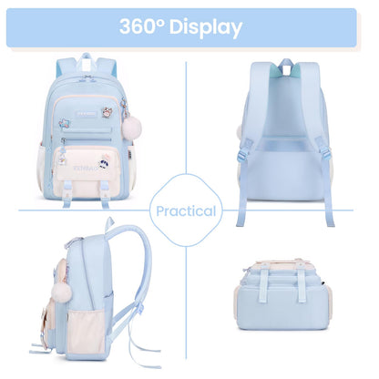 Tanou Schulrucksack Mädchen Schulranzen Kinder der 3.-7. Klasse, Rosa | Große Kapazität Schulrucksack Teenager, Leichter Nylon Mädchen Schultasche für Schule Reisen