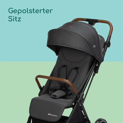 Bebeconfort Indra Stroller, 0-4 Years (22 kg), Quick Automatic Folding Pushchair, Integral Suspension, Small Folding, Flat Reclining Position, Car Seat Compatible, Mineral Graphite