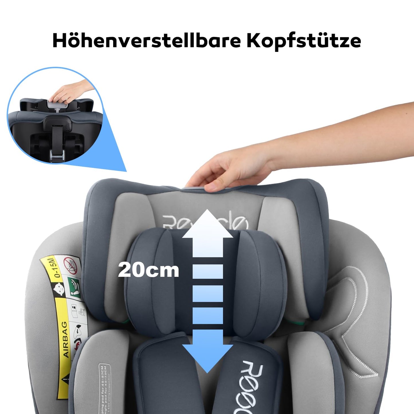 Reecle 360 Drehbar i-Size Kindersitz mit ISOFIX 40-150 cm (0-36 kg) Reboarder, ab Geburt -12 Jahre, ECE R129 - Meloni2