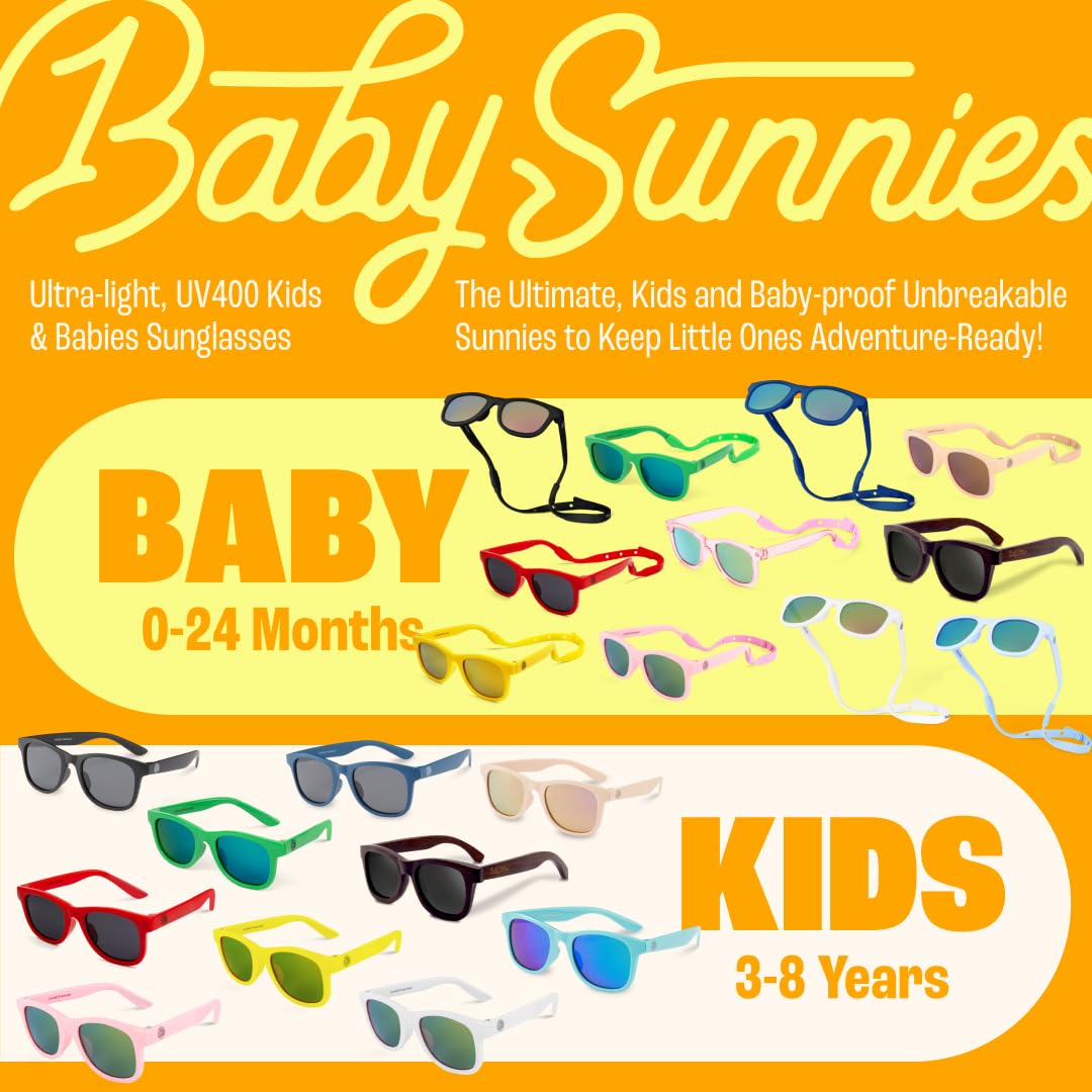 Polarized Baby Sunglasses with Strap - Unbreakable Flexible Toddler Sunglasses for Toddlers Newborn 0-24 Months