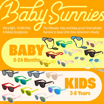 Polarized Baby Sunglasses with Strap - Unbreakable Flexible Toddler Sunglasses for Toddlers Newborn 0-24 Months