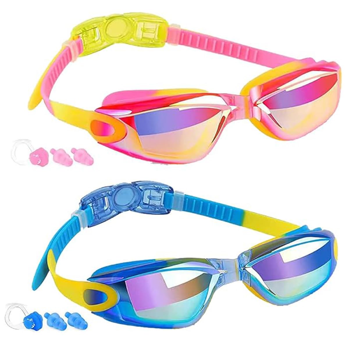 faliring Schwimmbrille Kinder, 2 Stück taucherbrille kinder Junior 3-15 Jahre, Gläsern Wassersport Schwimmbrillen Swimming Goggles Geschenke für Mädchen Jungen