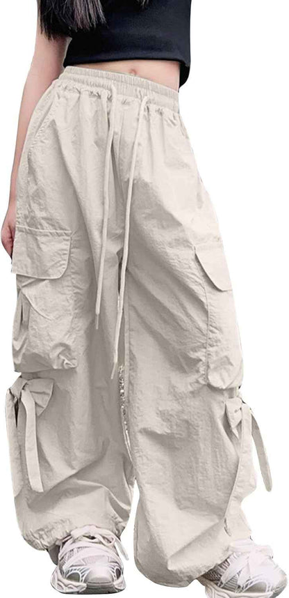 SEAUR Cargo Hose Mädchen Freizeithose Baggy Hip Hop Hose mit Gummibund Schleife Leicht Dünn Sommerhose 4 Taschen Freizeit Streetwear Kinder 5-14 Jahre