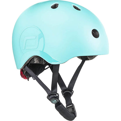 Scoot and Ride Babyhelm mit verstellbaren Trägern, Mattes Finish, Größen XXS, inklusive LED-Sicherheitslicht und weicher Fleece-Polsterung für zusätzlichen Schutz