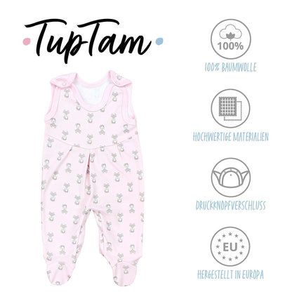 TupTam Baby Mädchen Strampler mit Fuß 3er Pack