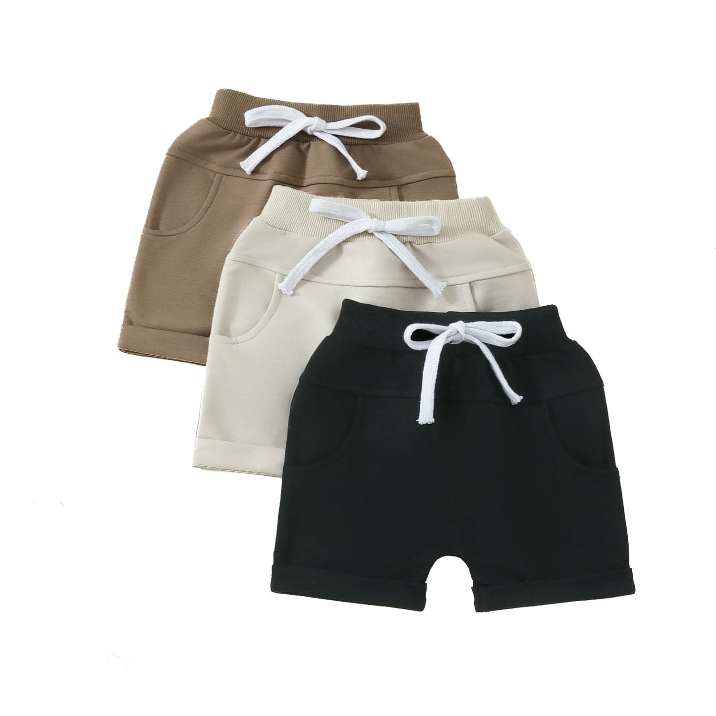 Himllauen Baby Jungen Shorts 3er-Pack Sommer Einfarbig Shorts 0-3 Jahre Kinder Kurze Hosen