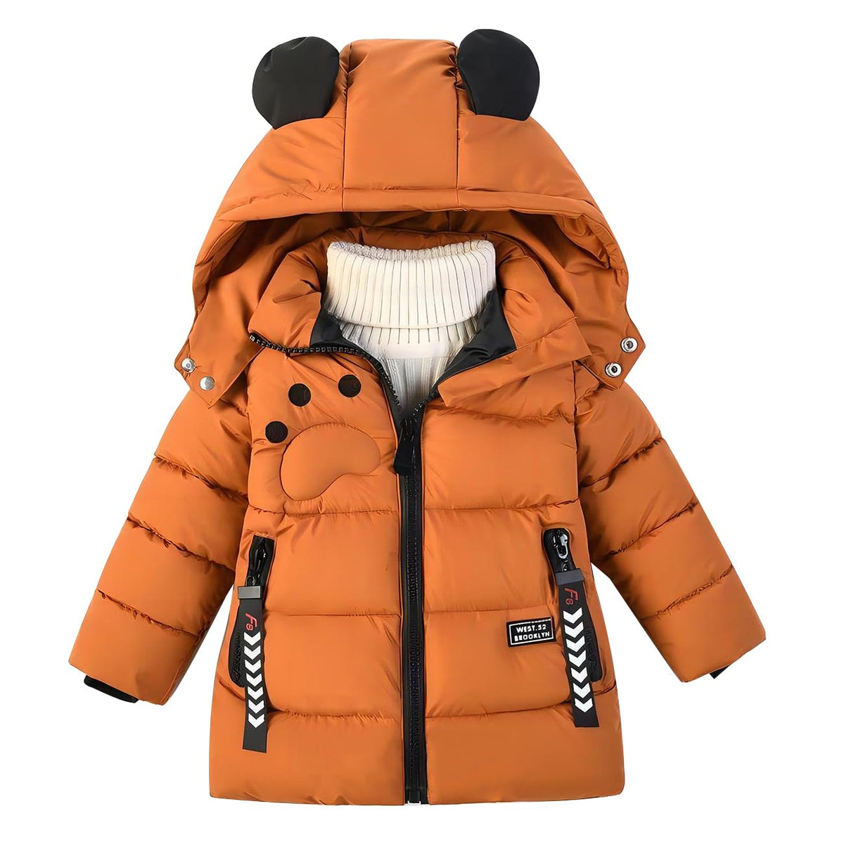 linboo Winterjacke Kinder Jungen Warm Steppjacke Dicke Mantel Baby Wintermäntel mit Kapuze Ohren Winter Kinderjacke Kapuzenjacke 2-7 Jahre