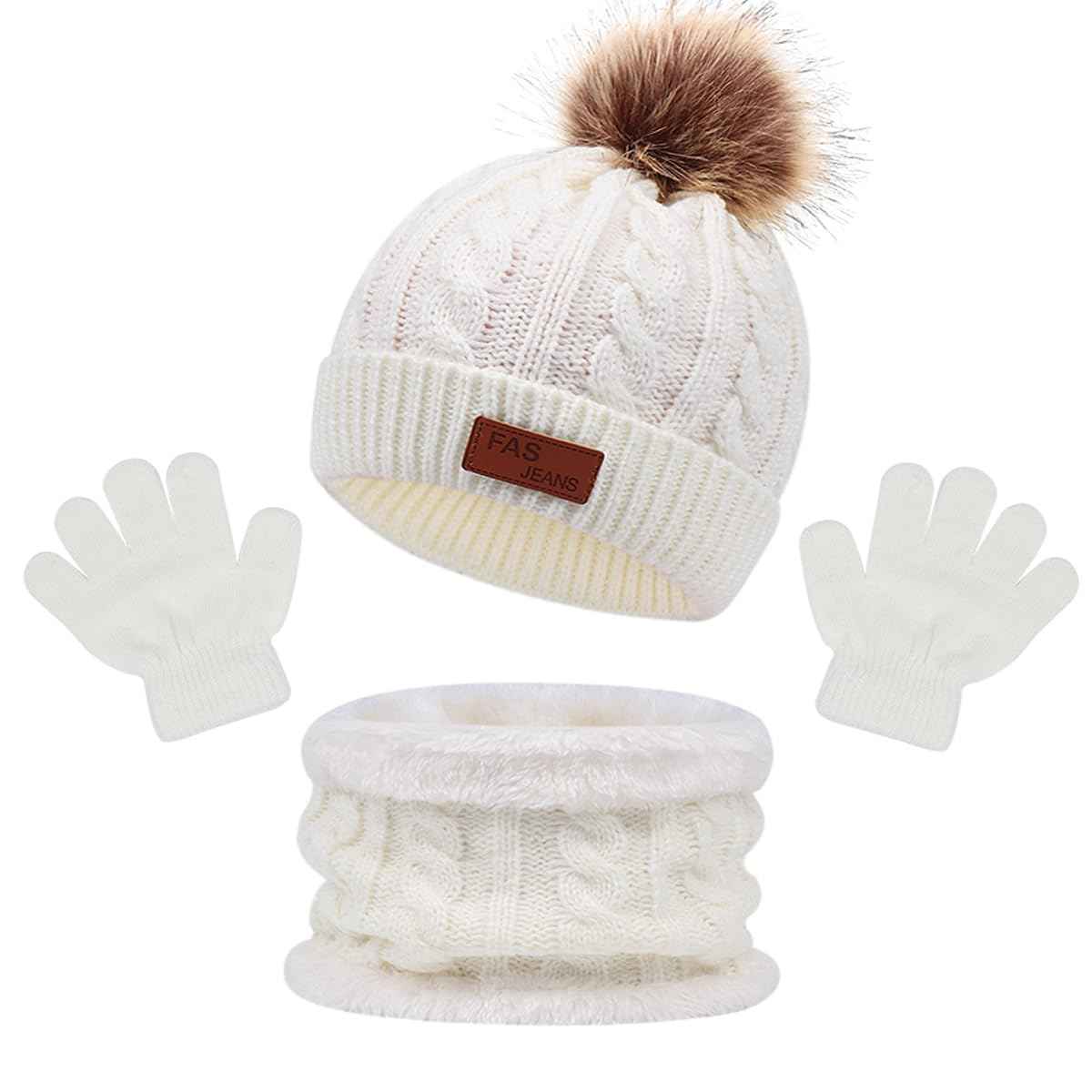 3-in-1 Children's Winter Hat Scarf Gloves Set