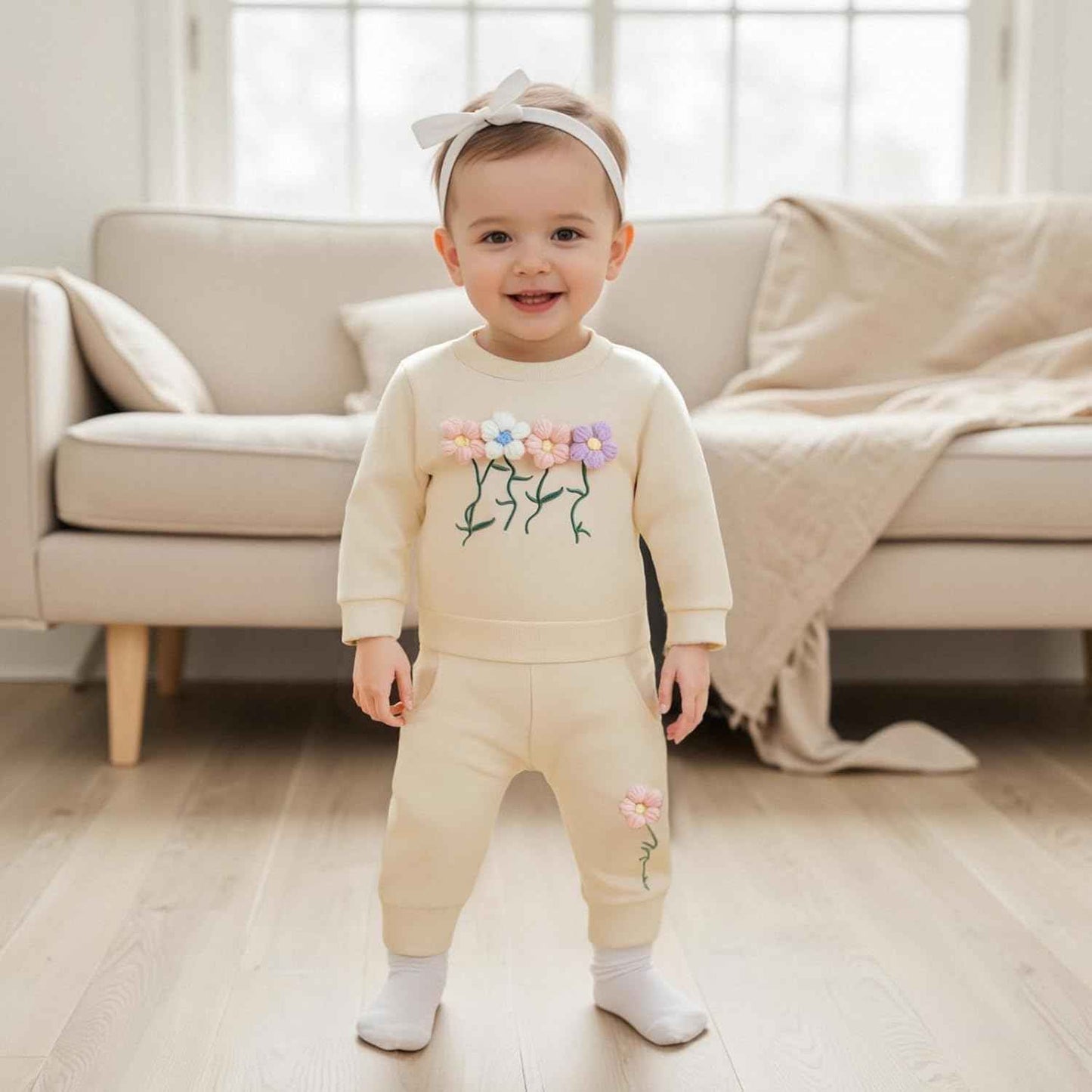 Beauace 2pcs Baby Girl Clothes 3D Floral Print Outfit Long Sleeve Shirt + Trousers Newborn Baby Clothing Clinder Autumn Baby Set