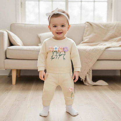 Beauace 2pcs Baby Girl Clothes 3D Floral Print Outfit Long Sleeve Shirt + Trousers Newborn Baby Clothing Clinder Autumn Baby Set
