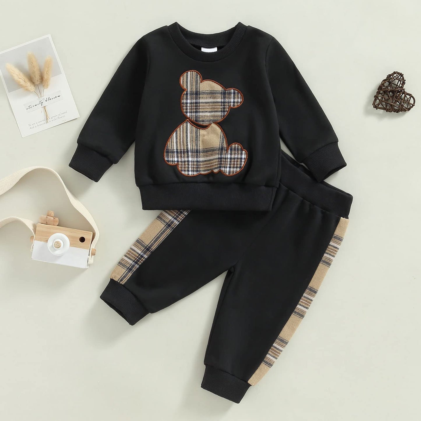 Baby Boys Girls Clothes Little Bear Sweatshirt + Trousers Two Piece Set Newborn Outfit 