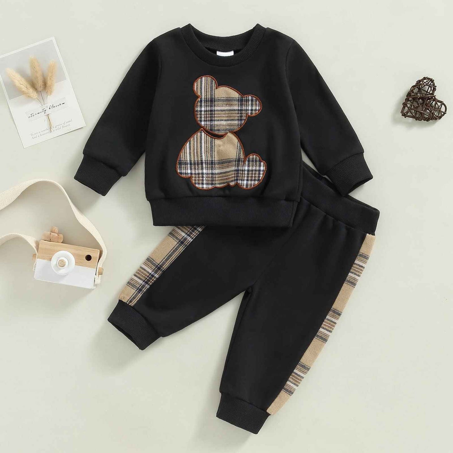 Baby Boys Girls Clothes Little Bear Sweatshirt + Trousers Two Piece Set Newborn Outfit