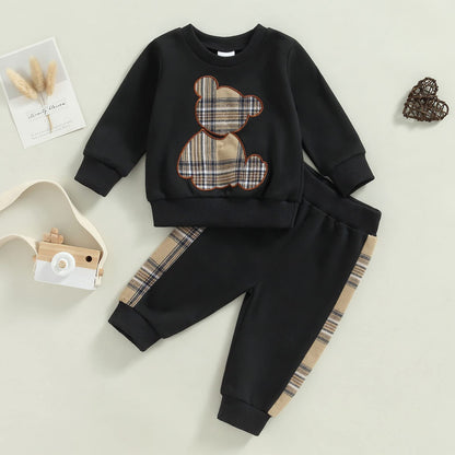 Baby Boys Girls Clothes Little Bear Sweatshirt + Trousers Two Piece Set Newborn Outfit 