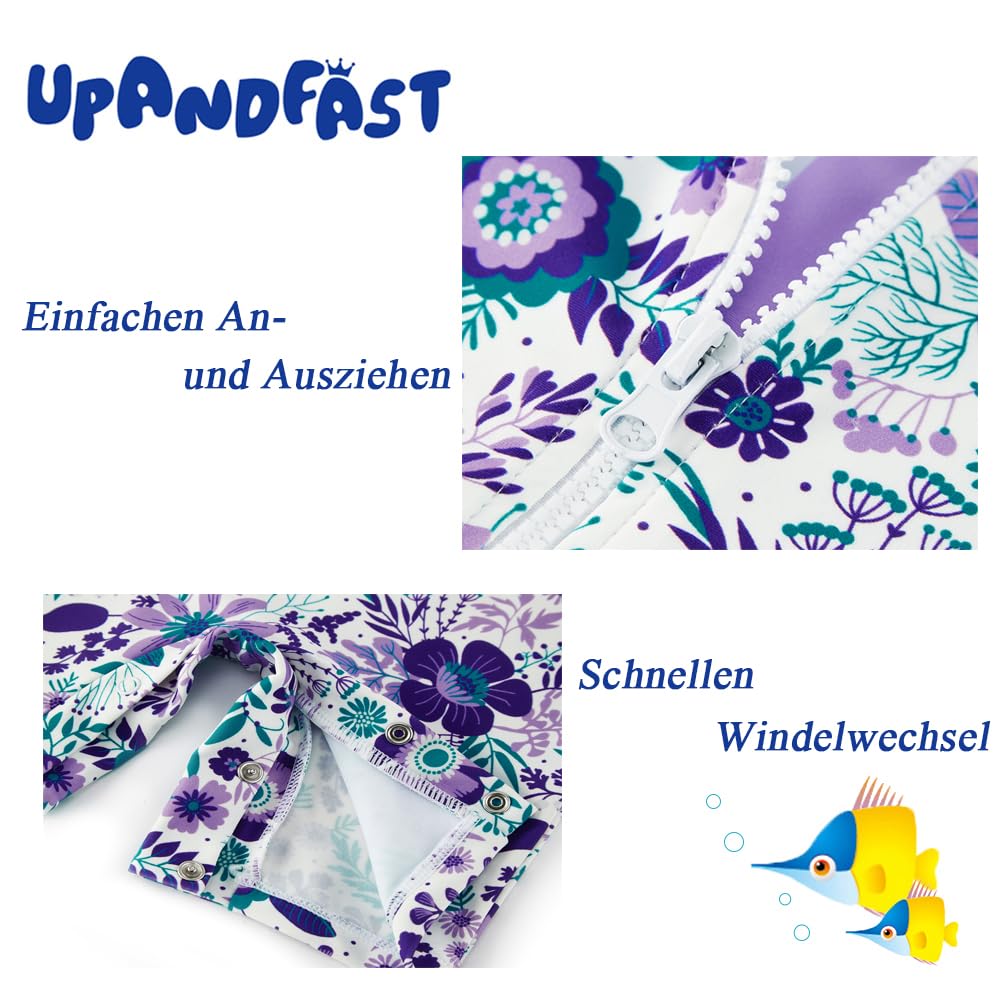 upandfast Baby Swimsuit with Buttons UV Protection Swimwear for Baby Girls 