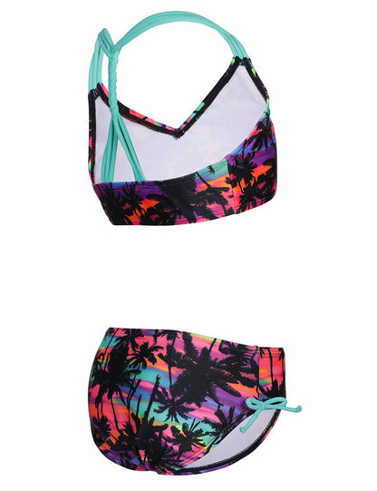 DUSISHIDAN Bikini Kinder Mädchen Zweiteiliger Bademode Süß Badeanzug Zurück überqueren Sommer Swimsuit 110-176