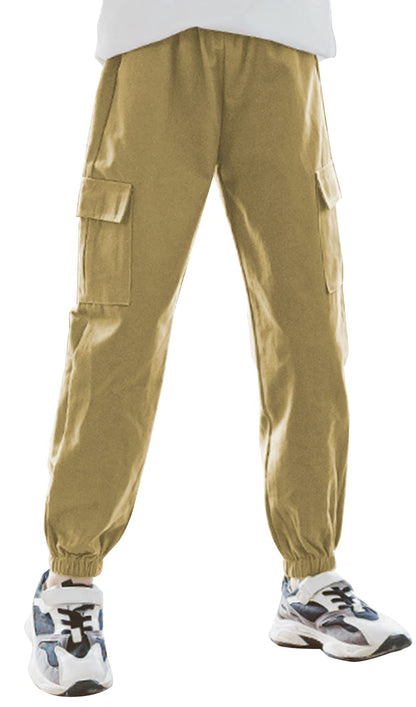 SEAUR Cargo Hose Mädchen Freizeithose Hip Hop Hose mit Gummibung Sporthose Jogginghose mit Taschen Kordelzug Trainingshose Sport Freizeit Streetwear - 100-160cm