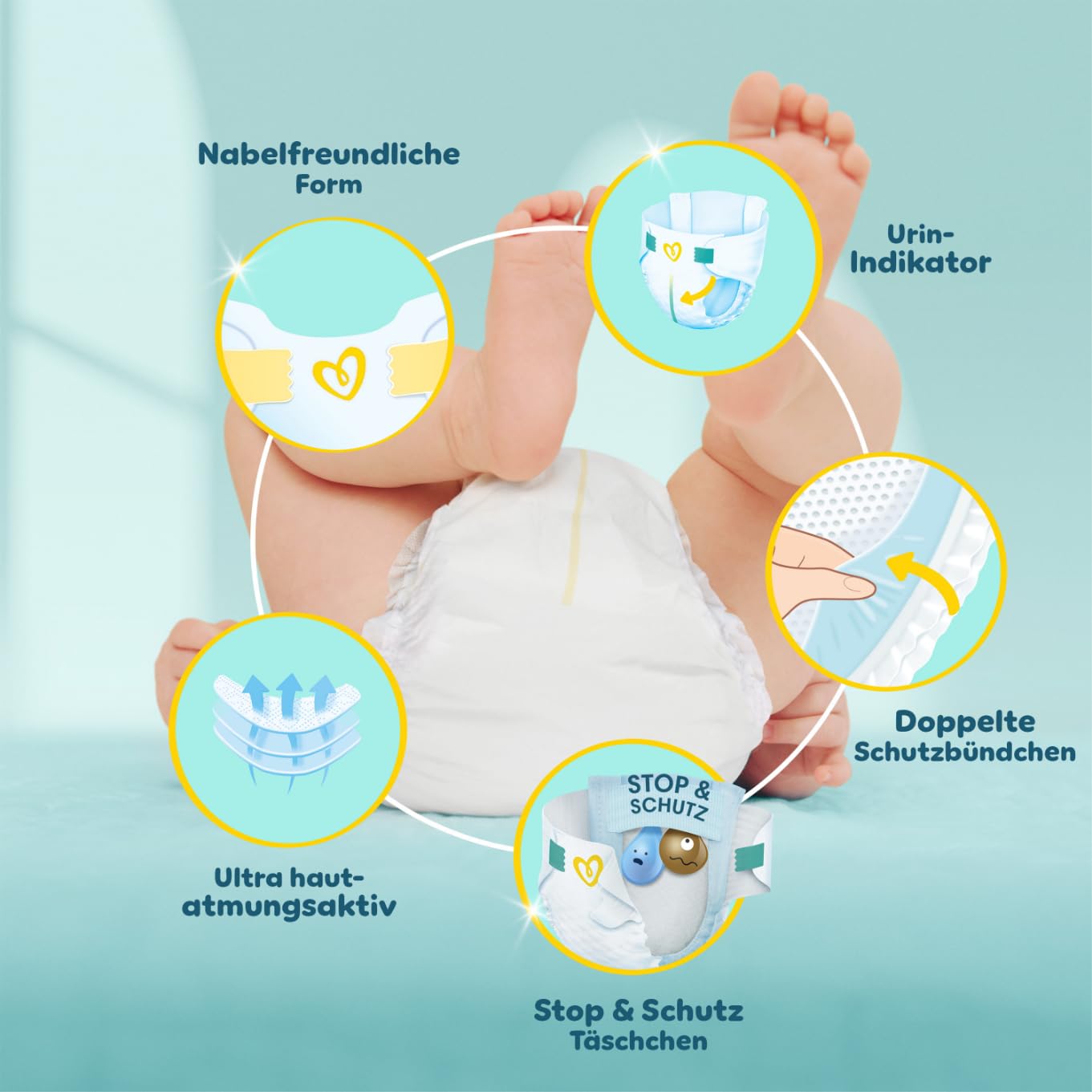 Pampers Premium Protection Größe 6, 144 Windeln, 13kg-18kg, Doppelter Schutz für die Haut und vor Auslaufen