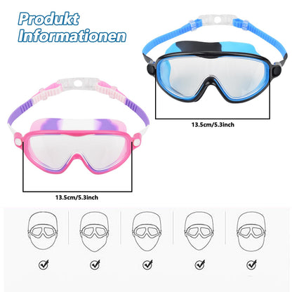 Moseem Schwimmbrille Kinder, 2 Stück Schwimmbrille 3-15 Jahre UV-Schutz,Anti-Nebel Kein Auslaufen Schwimmbrillen für Kinder, Mädchen, Jungen