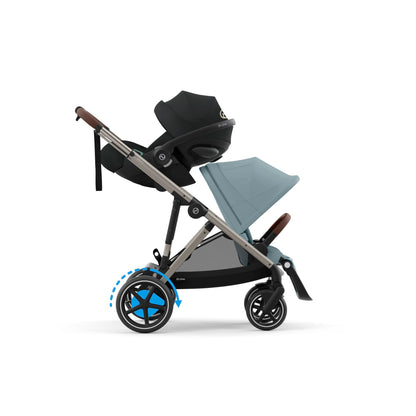 CYBEX Gold Kinderwagen e-GAZELLE S, Ab Geburt bis ca. 4 Jahre, Max. 22 kg (Single-Modus) / 2x 22 kg (Duo-Modus), All-in-1-System mit E-Antrieb und 20+ Konfigurationen, Stone Grey