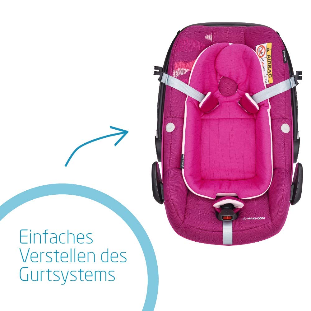 Maxi-Cosi Pebble Plus i-Size Babyschale, Gruppe 0+ Autositz für Babys, inkl. Sitzverkleinerer, nutzbar ab der Geburt bis ca. 12 Monate (0-13 kg / 45-75 cm), Frequency Pink, pink - Meloni2
