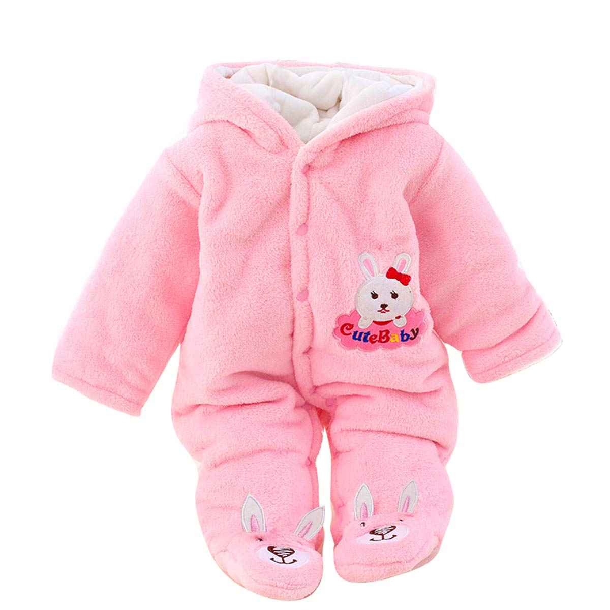 Gaorui Newborn Unisex Baby Winter Jumpsuit with Hood Romper Fleece Onesie All in One Snowsuit Outfits