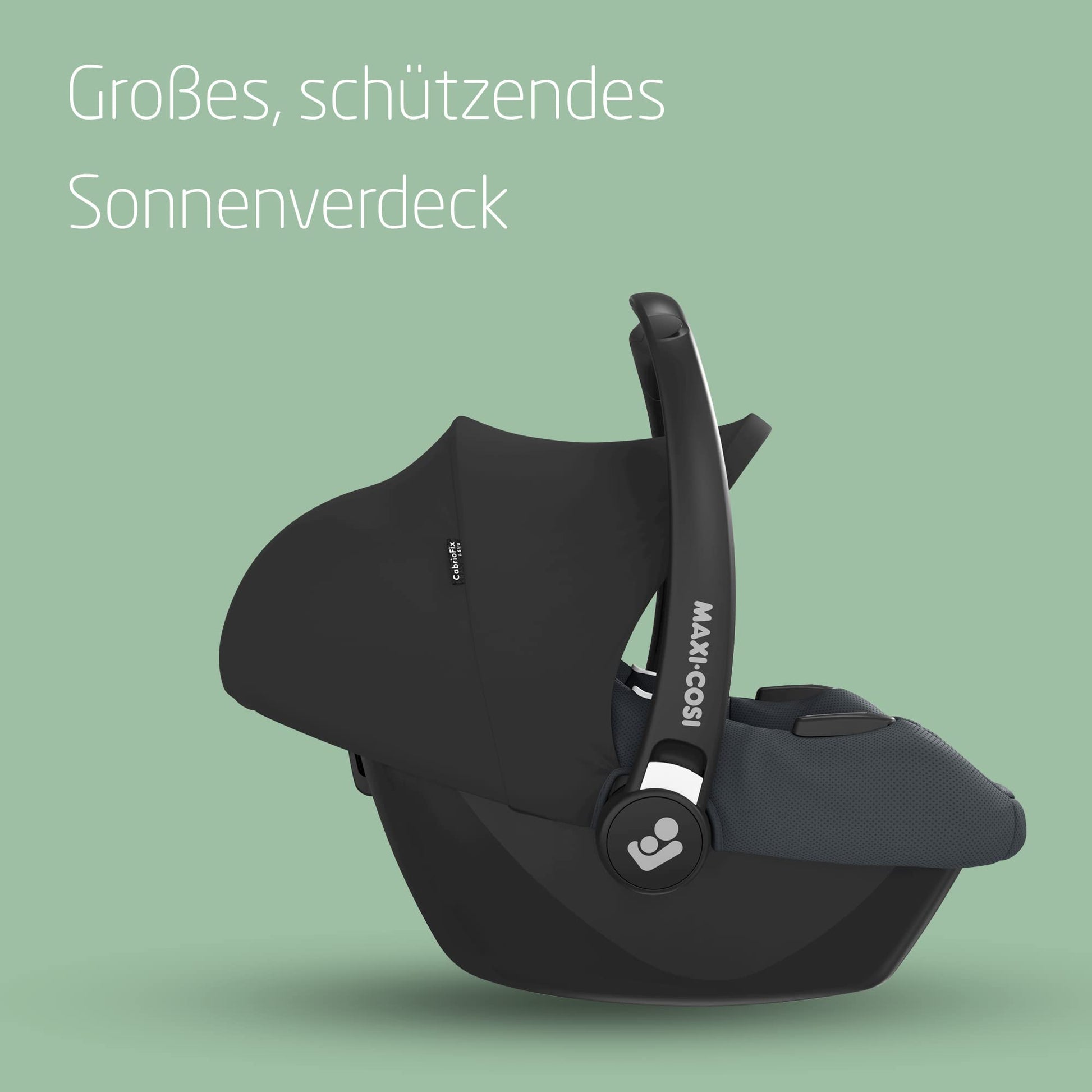 Maxi-Cosi CabrioFix i-Size, Babyschale, 0–12 Monate, max. 12 kg, leichter i-Size Kindersitz (3,2 kg), Sonnenverdeck, gepolsterter Sitz, für viele Maxi-Cosi Kinderwagen, Essential Green - Meloni2