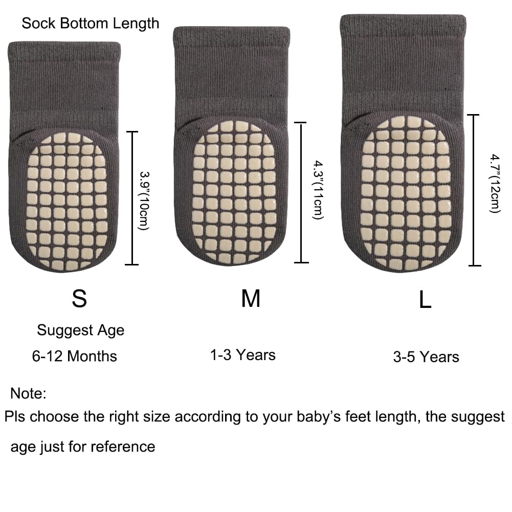 Rutschfeste Socken für Baby Mädchen Jungen 5 Paar Kinder Anti Rutsch Socken Sportsocken Stoppersocken
