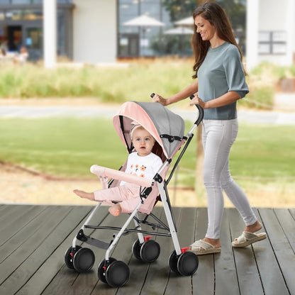 Kinderbuggy, Klein Zusammenklappbar Kinderwagen,Rücken und Fußstützenverstellung,Hinterradbremse,5-Punkt-Gurt,Einfaches Ein-Hand-Falten,Baby Reisebuggy