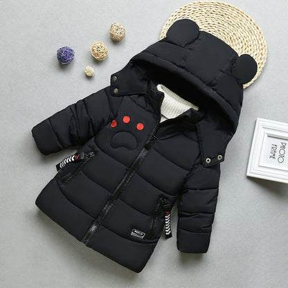 linboo Winterjacke Kinder Jungen Warm Steppjacke Dicke Mantel Baby Wintermäntel mit Kapuze Ohren Winter Kinderjacke Kapuzenjacke 2-7 Jahre