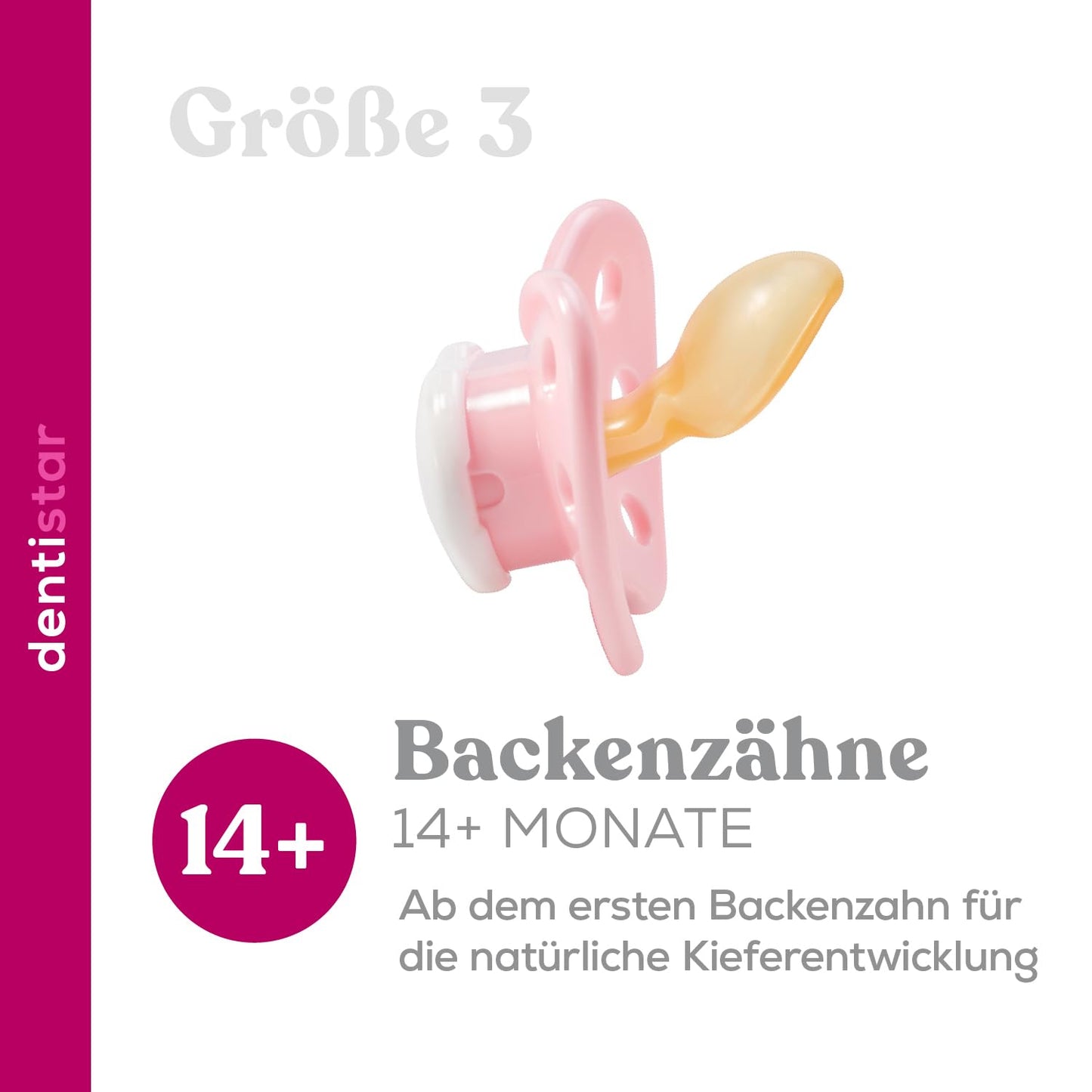 dentistar Silikon Schnuller 3er-Set - Größe 3, ab 14 Monate - Zahnfreundlicher Nuckel mit Dentalstufe – BPA-frei - Made in Germany - Blumen, Lila
