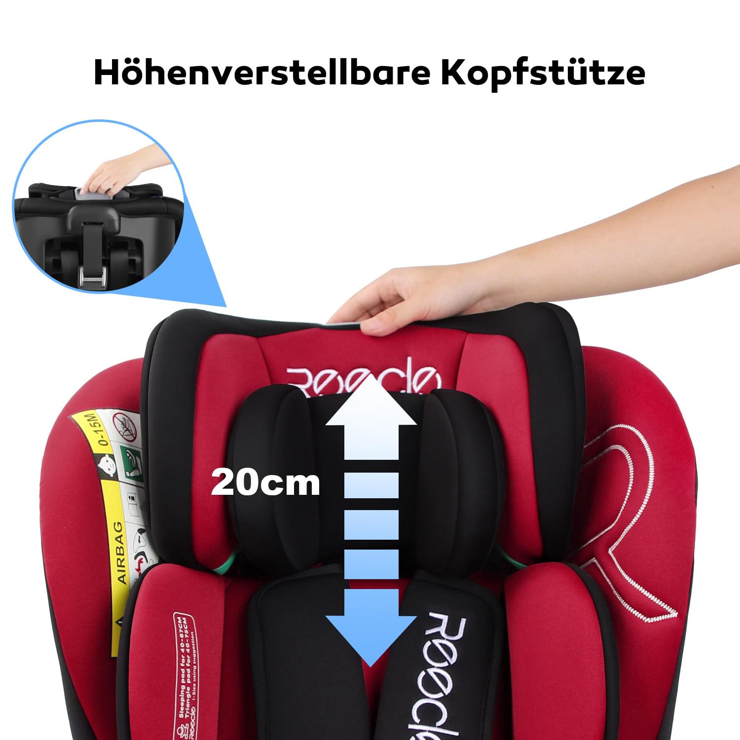 Reecle 360 Drehbar i-Size Kindersitz mit ISOFIX 40-150 cm (0-36 kg) Reboarder, ab Geburt -12 Jahre, ECE R129 - Meloni2