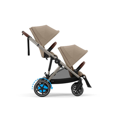 CYBEX Gold Kinderwagen e-GAZELLE S, Ab Geburt bis ca. 4 Jahre, Max. 22 kg (Single-Modus) / 2x 22 kg (Duo-Modus), All-in-1-System mit E-Antrieb und 20+ Konfigurationen, Stone Grey