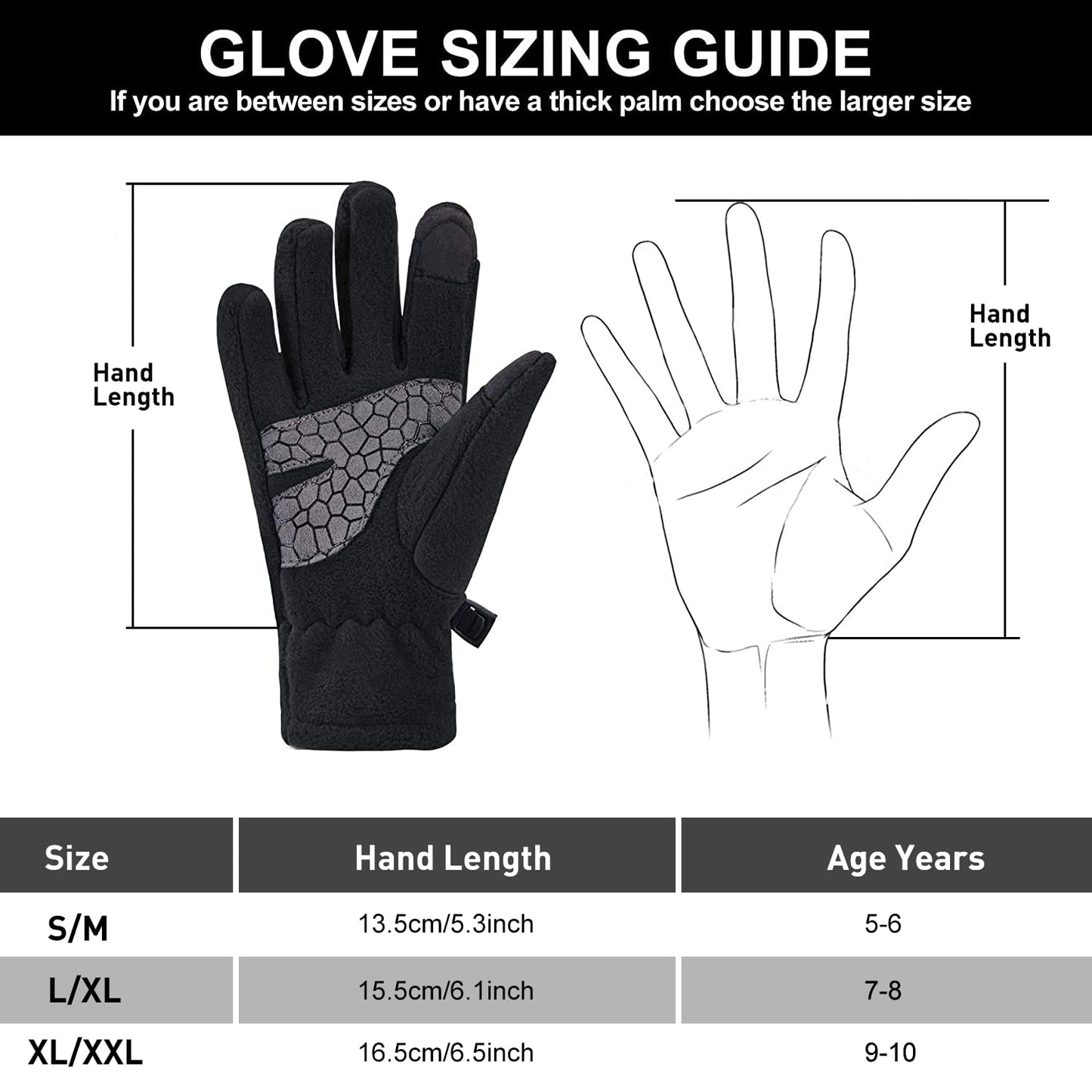 Arcweg Children's Gloves, Fleece, Warm Running Gloves, Winter Gloves, Non-Slip Cycling Gloves, Touchscreen Gloves for Boys and Girls, Finger Gloves for Sports, Outdoor, Camping, Hiking, Running