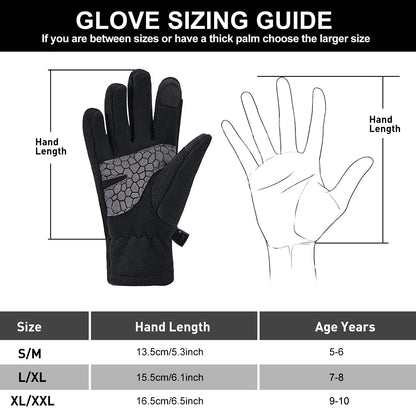 Arcweg Children's Gloves, Fleece, Warm Running Gloves, Winter Gloves, Non-Slip Cycling Gloves, Touchscreen Gloves for Boys and Girls, Finger Gloves for Sports, Outdoor, Camping, Hiking, Running
