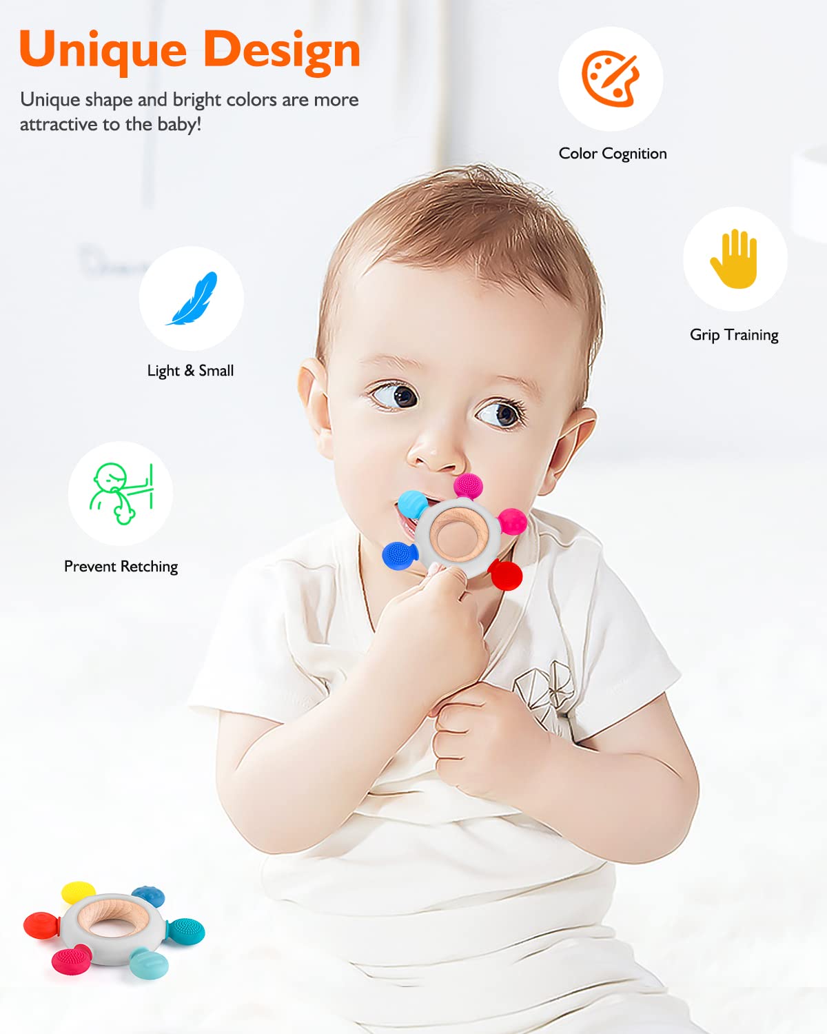 Beißring für Babys, Baby Zahnen Spielzeug aus Silikon, Ruder Greifling Beißspielzeug, BPA-frei Zahnen Nursing Zubehör für 3-6 6-12 Monate Kleinkinder, mädchen Junge Geschenk(Ruder B)
