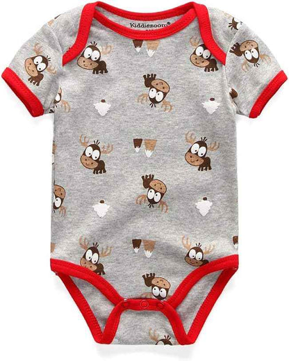Kiddiezoom Baby Boys Pack of 3 Short-Sleeved Bodysuit Organic Onesies