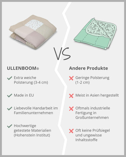 ULLENBOOM Krabbeldecke für Baby 100x100 cm, 100% OEKO-TEX Materialien, Made in EU, Dick & weich gepolstert, Sandblume - ideal als Babydecke, Laufgittereinlage & Spieldecke Baby