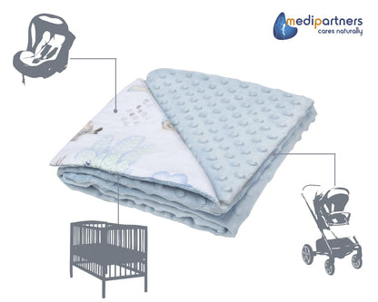 Medi Partners Babydecken Baby 100% Baumwolle Krabbeldecke Babydecke 75x100cm doppelseitig Kinderbett Minky Kuscheldecke Kinderwagen (REH mit grauem Minky)