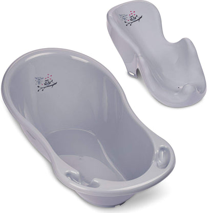 Baby Badewanne mit Gestell 4 Set TÜV Rheinland zertifiziert! Babybadewannen + Baby Badewannensitz +Abfluss + Gestell - Babywanne mit Ständer! Baby Pflegeset für Neugeborene.