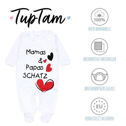 TupTam Unisex Baby Strampler Set Spruch Mamas & Papas Schatz